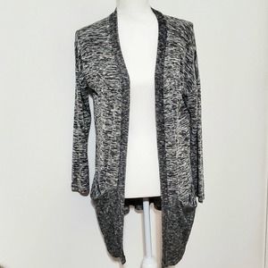 Soft Surroundings Cardigan Sz XS Pockets Stretch Comfort Gray‎ Marled Open Front